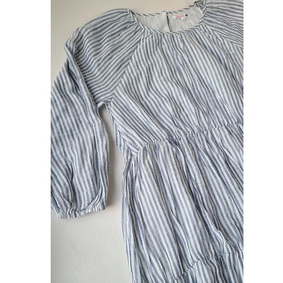 SUNDRY Stripe Woven Cotton Tiered Maxi Dress Pockets White Navy Womens Sz Small - Picture 15 of 16